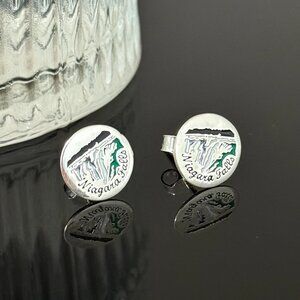 Niagara Falls Spring Earrings S925 Sterling Silver Handmade Ear Stud